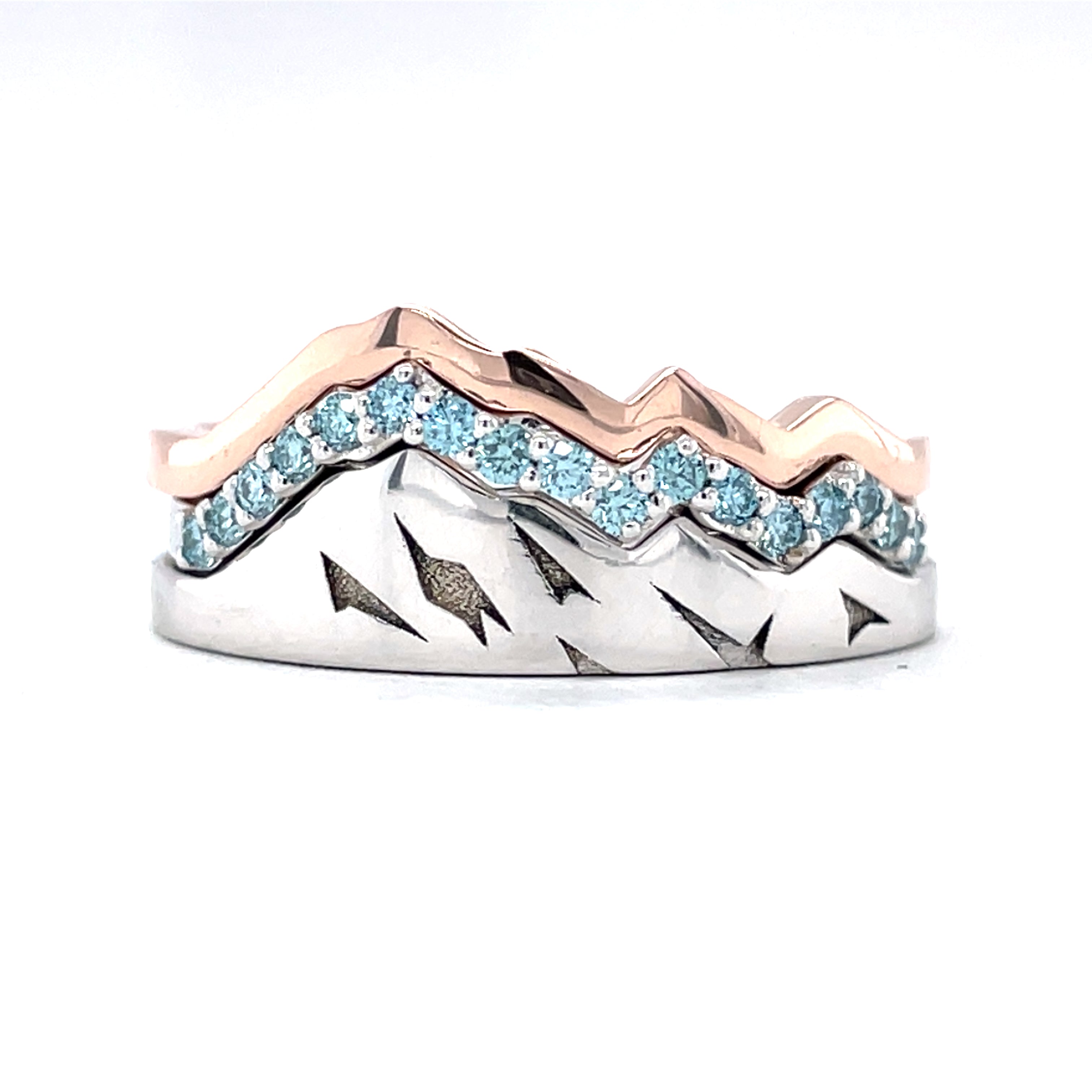 Summit Tracer Band With Natural Color Enhanced Blue Diamonds