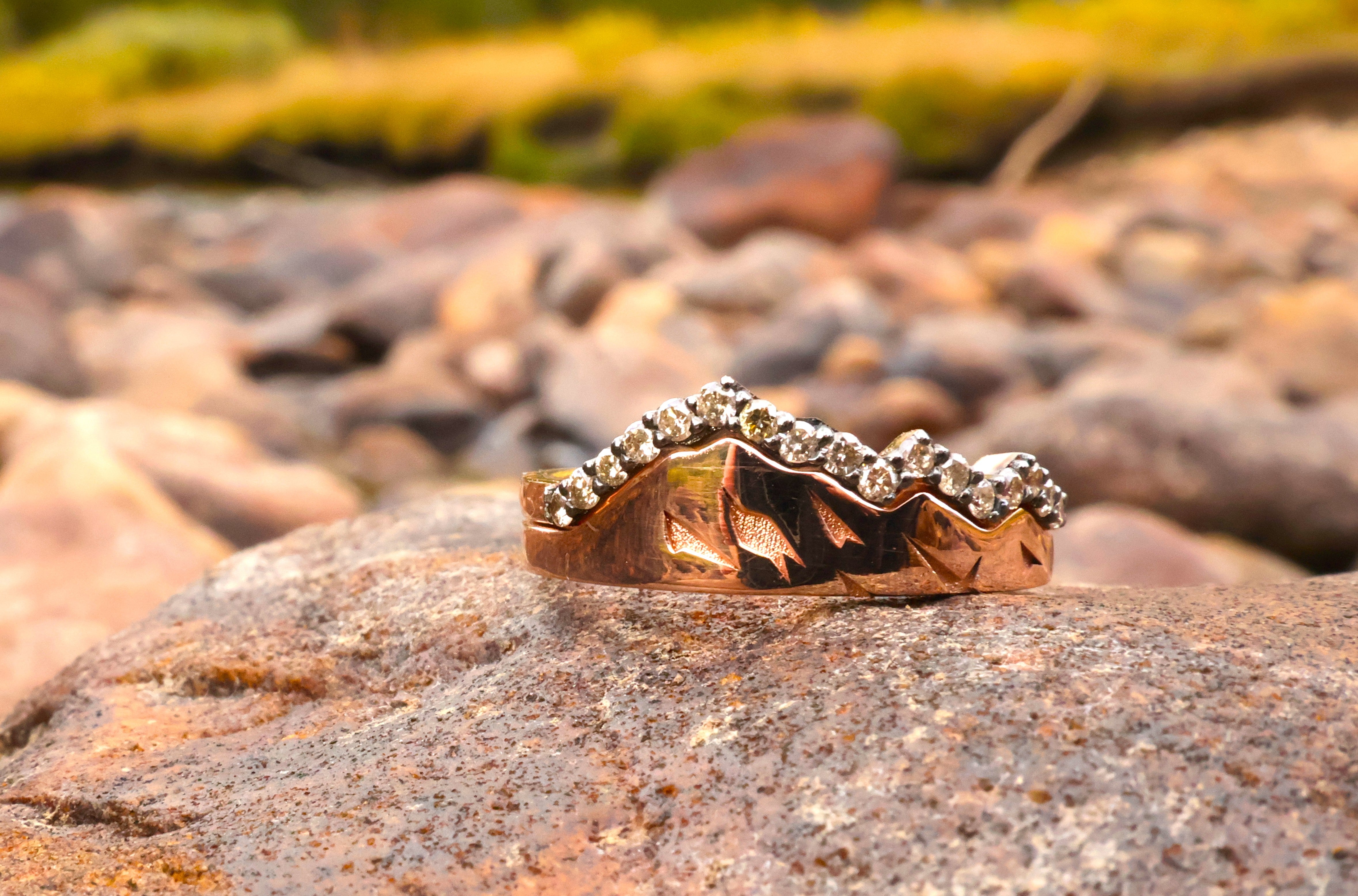 Rose Gold and Champagne Diamond Tracer Band